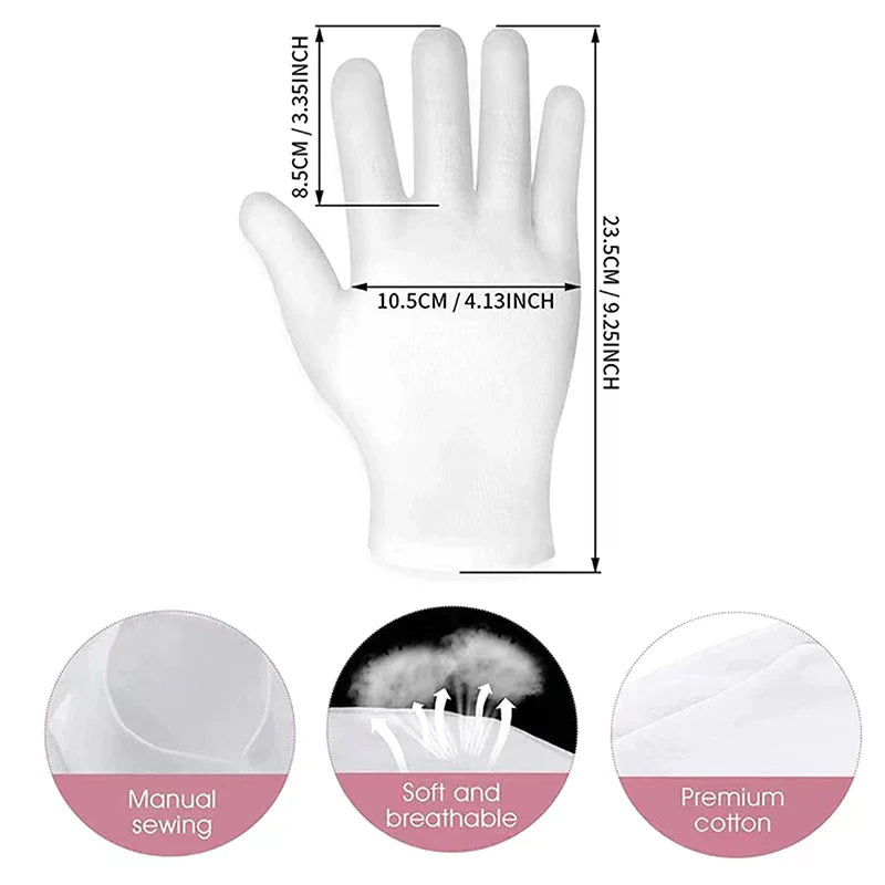 Soft Cotton Moisturizing Gloves For Dry Cracked Hands Bedtime Spa Treatment Lotion Locking Exfoliating Oasis Select