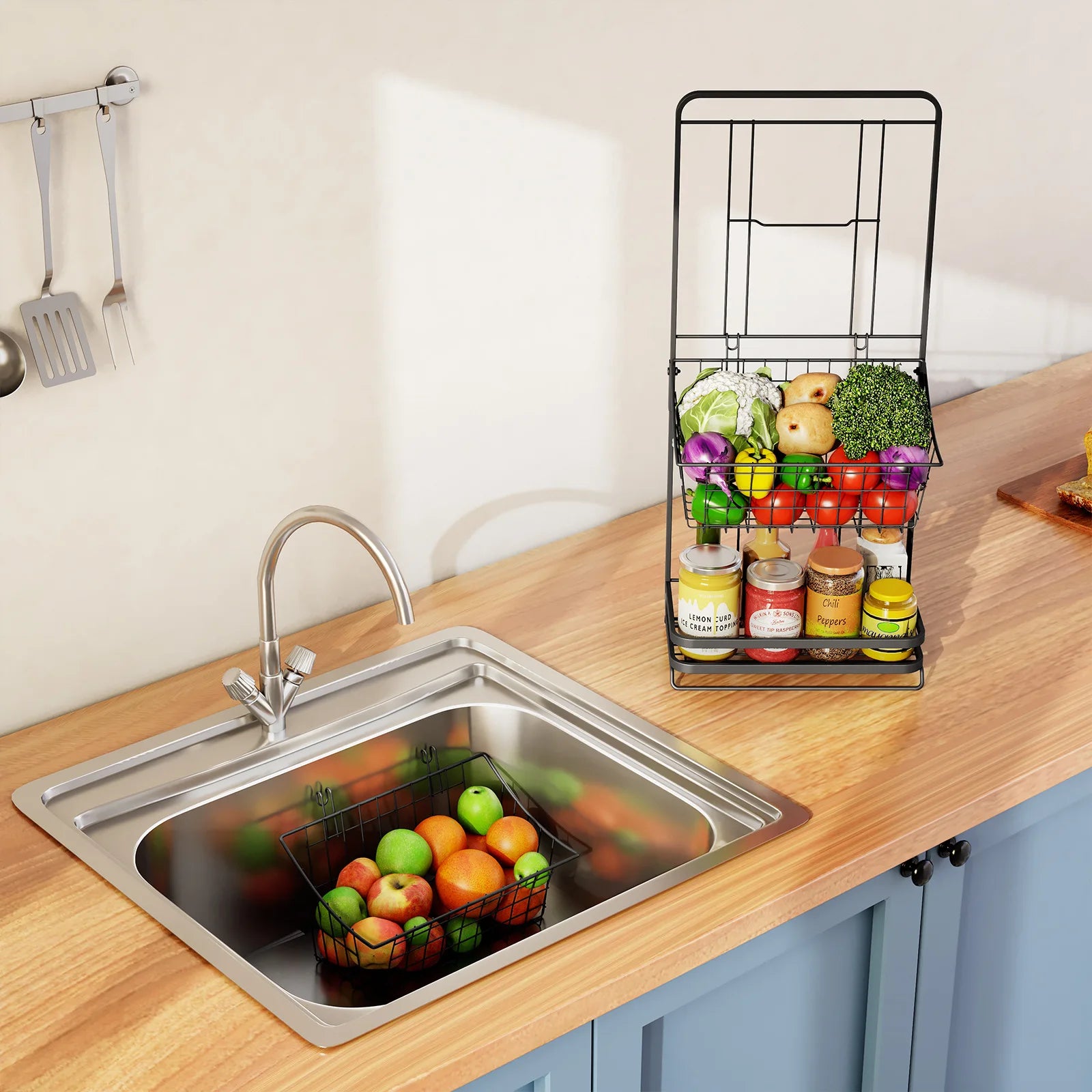 Kitchen shelves, multi-layer floor-to-ceiling household fruit and vegetable baskets, snacks, toys, storage artifacts Oasis Select