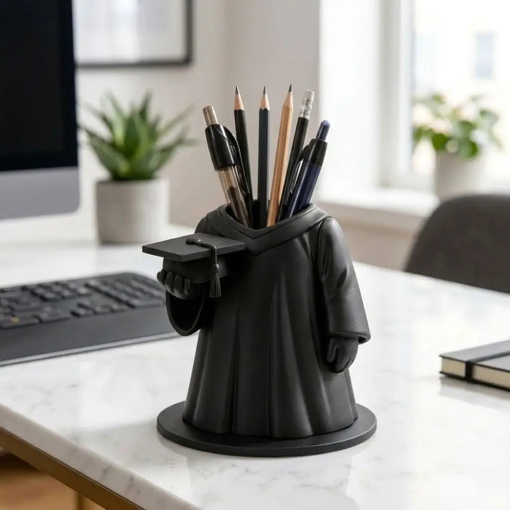 3D Printing Graduation Gown Pen Holder Plastic Non-Slip Base Clothing-Shaped Pen Cup Large Capacity Unique Makeup Brush Bucket Oasis Select