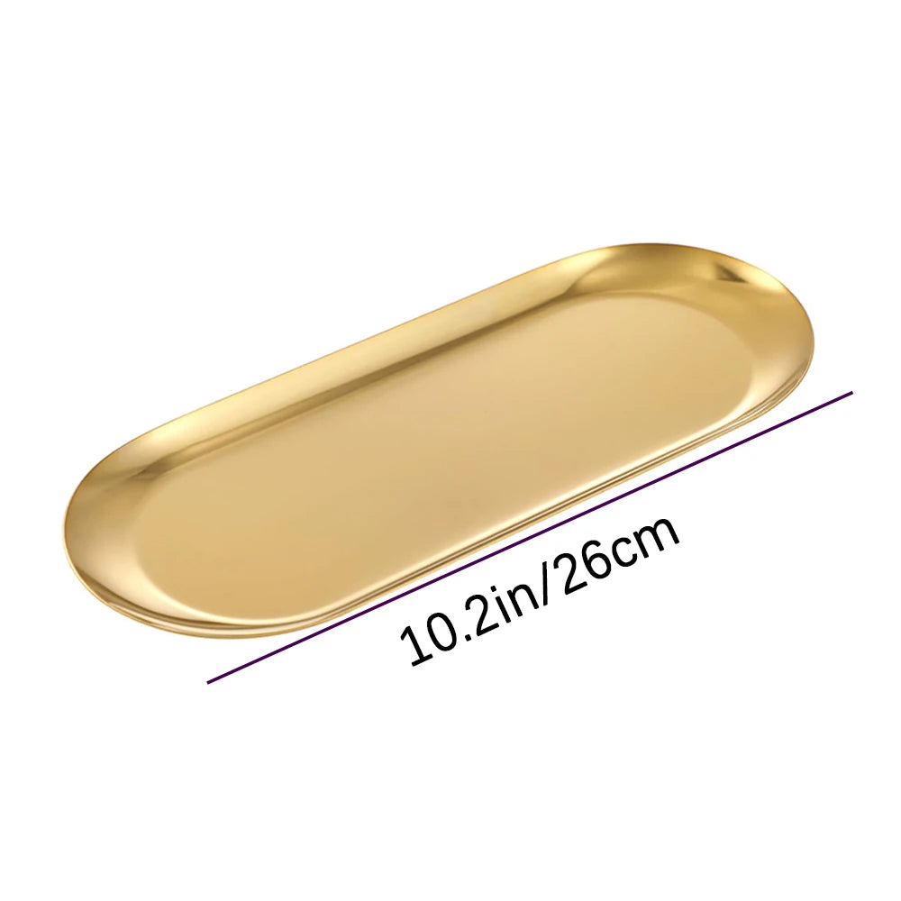1/2 Stainless Steel Trays, Decorative Trays, Earring Sorting Trays Nordic Style for Bathroom Bedroom and Living Room Towel Trays Oasis Select 1pc 26cm