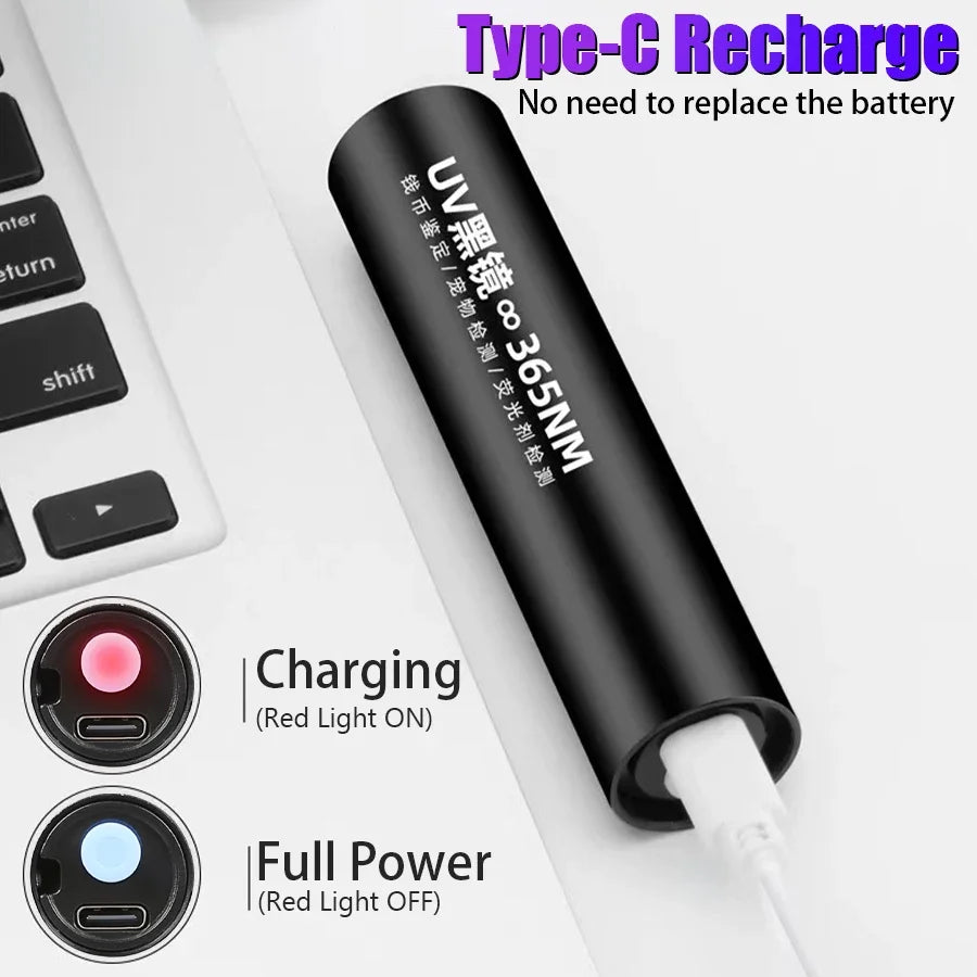 365nm UV Flashlight – USB Rechargeable Ultraviolet Torch