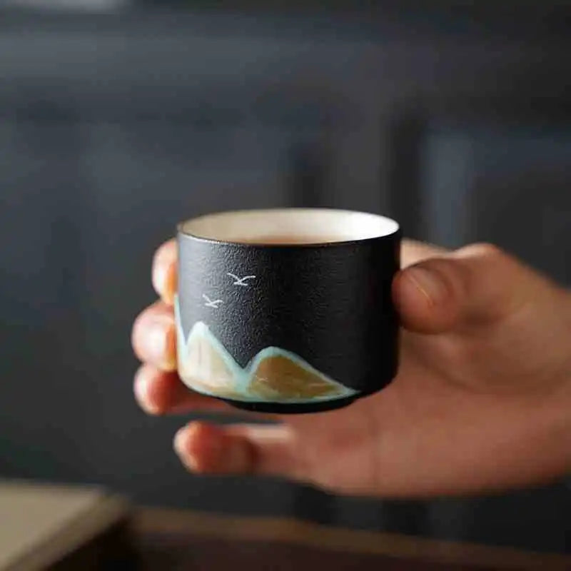 Business Cultural and Creative Ceramic Master Tea Cup Set Kiln Transformation Four-color Single Cup Customer High-end Souvenir Oasis Select