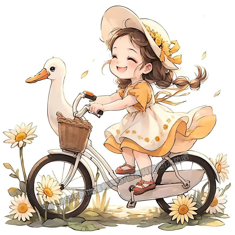 Today Also Try To Be Happy Duck Positive Girl Stickers Paper Wall Doors and Windows Decoration Refrigerator Car Cute Decals Oasis Select SS9017 15cm