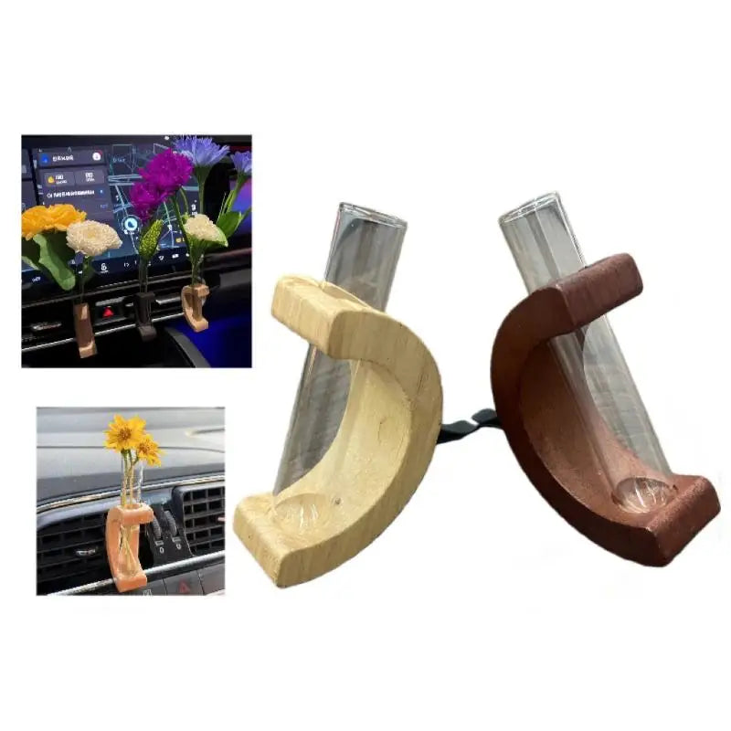 Flower Vase Clip Eco-friendly Personalized Wooden Car Vent Clip Vase Dashboard Decor Unique Flower Display Clip Desktop Ornament Oasis Select