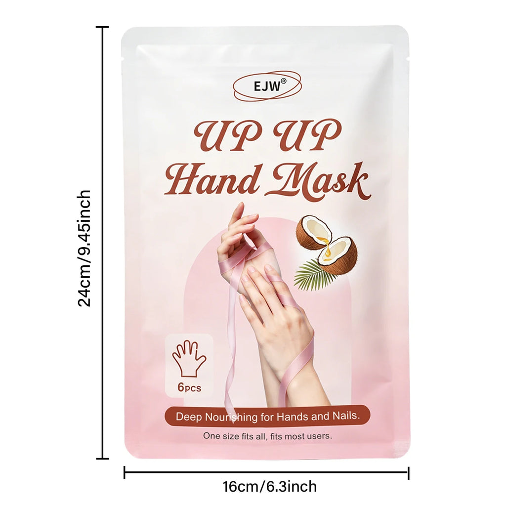 UP UP Hand Mask 6Pcs – Soften with Coconut Oil & Milk Extract, Deep Moisturizing Gloves for Dry, Rough Skin, Self Care Spa Kit Oasis Select coconut