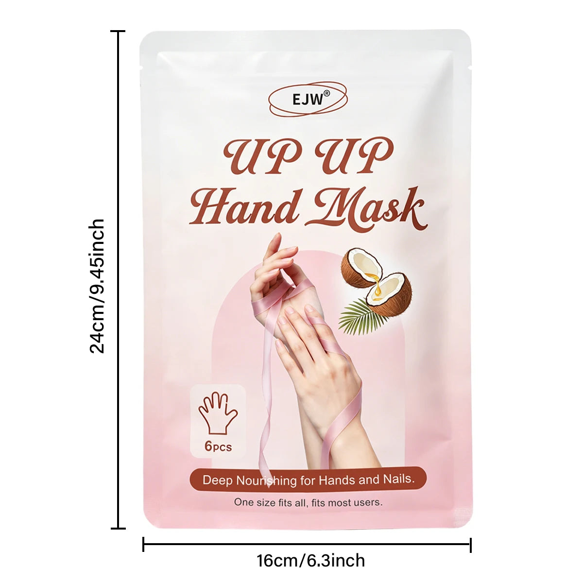 UP UP Hand Mask 6Pcs – Soften with Coconut Oil & Milk Extract, Deep Moisturizing Gloves for Dry, Rough Skin, Self Care Spa Kit Oasis Select coconut