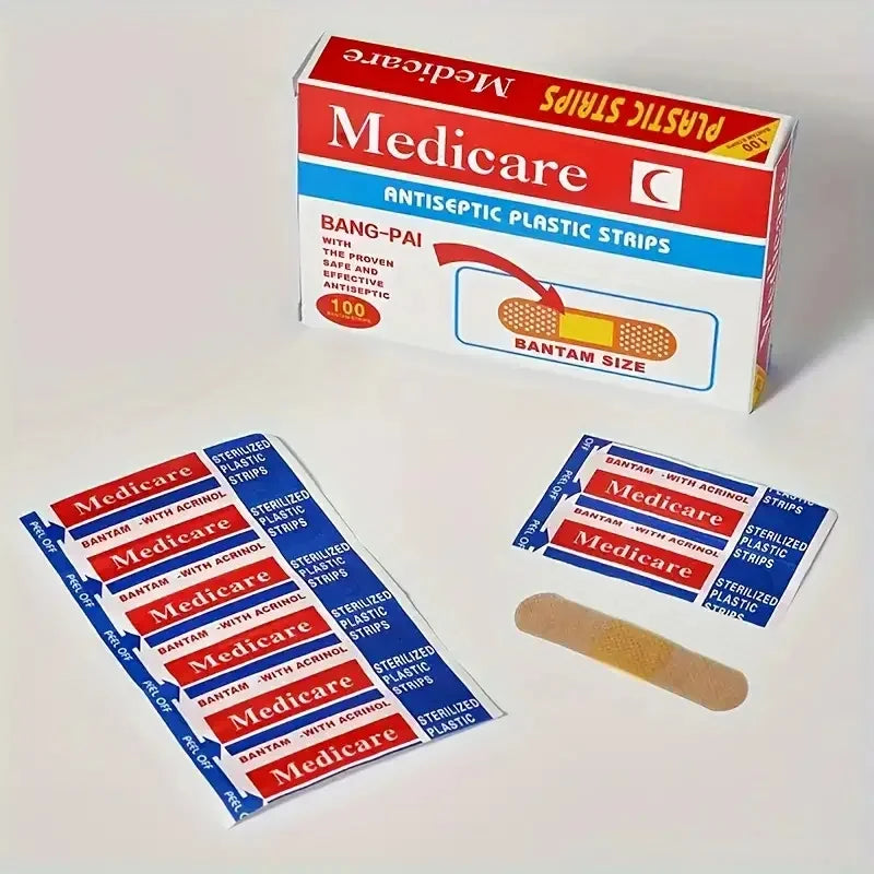 100pcspack Waterproof Wound Dressing Patches Tape First Aid Self-Adhesive Plaster Bandage Non-woven Fabrics Band Aid for Kids Oasis Select