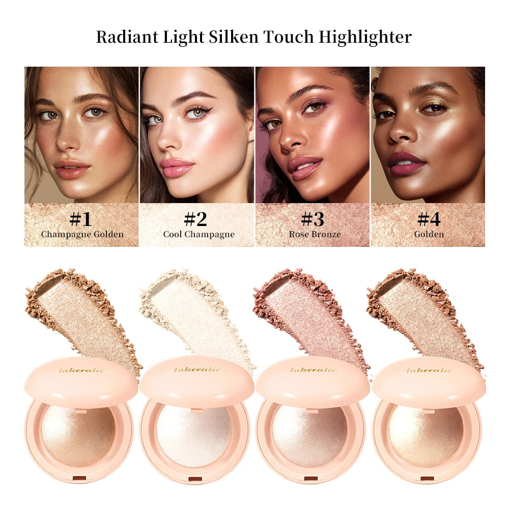 Lakerain Baked Highlighter Powder | Shimmer Glow Illuminator Baked Highlighter Powder Oasis Select 4pcs