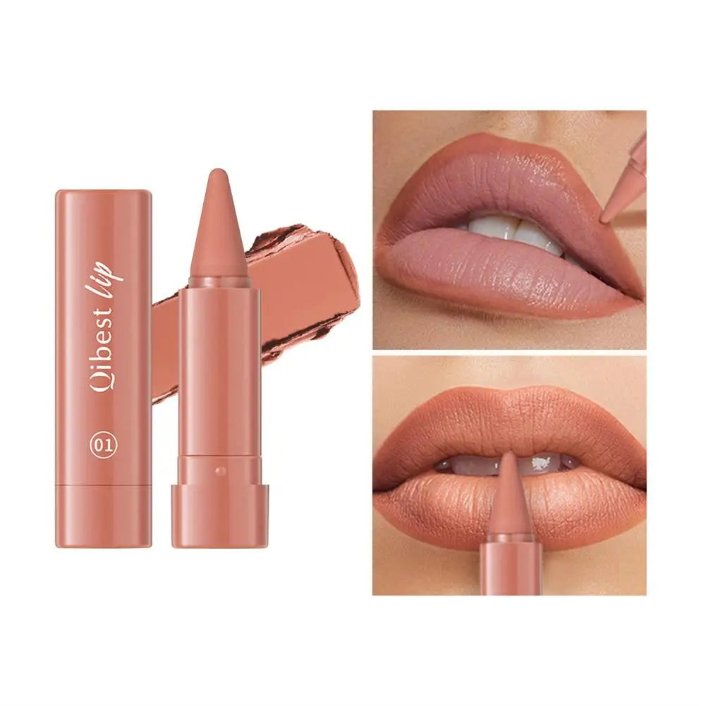 Twist Up Gradient Matte Lipstick Crayon Lip Liner Pencil For Women, Long Lasting Waterproof Flawless Contour Lip Pencil Crayon Oasis Select 01