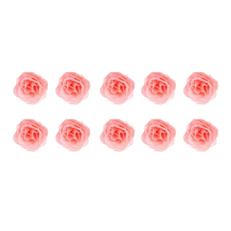 10Pcs Fairy Simulation Crystal Rose DIY Fake Flower Heads Valentine's Day Sparkling Rose Family Atmosphere Decoration Oasis Select Light pink 10Pcs