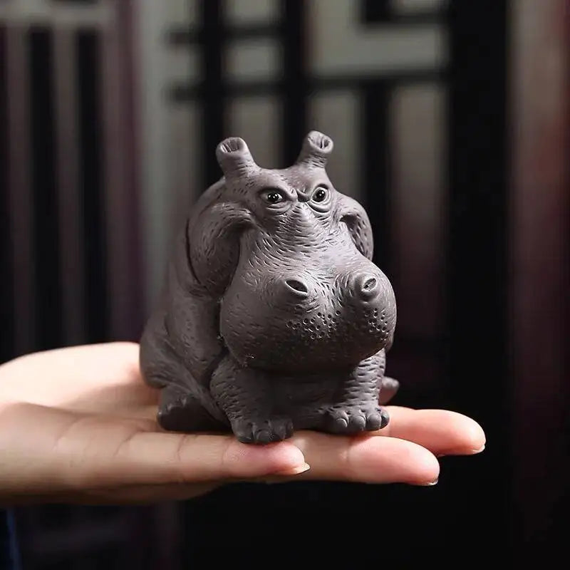 Hippo Purple Clay Tea Pet Wealth-attracting Handcrafted Tea Play Tea play Accessory Chinese Style Tea Pet Oasis Select