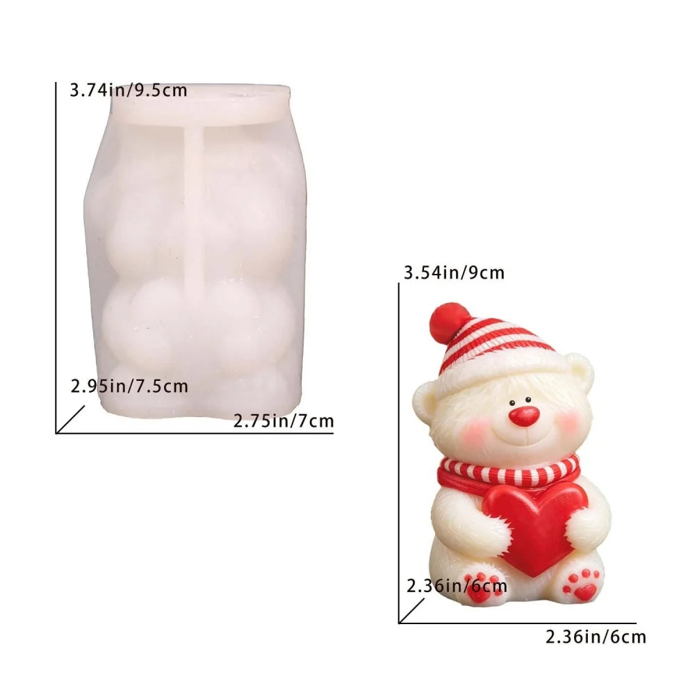 DIY Couple Bears Silicone Candle Mold Valentine's Day Handmade Gifts Aroma Gypsum Molds Home Decoration Crafts Making Oasis Select Style 2