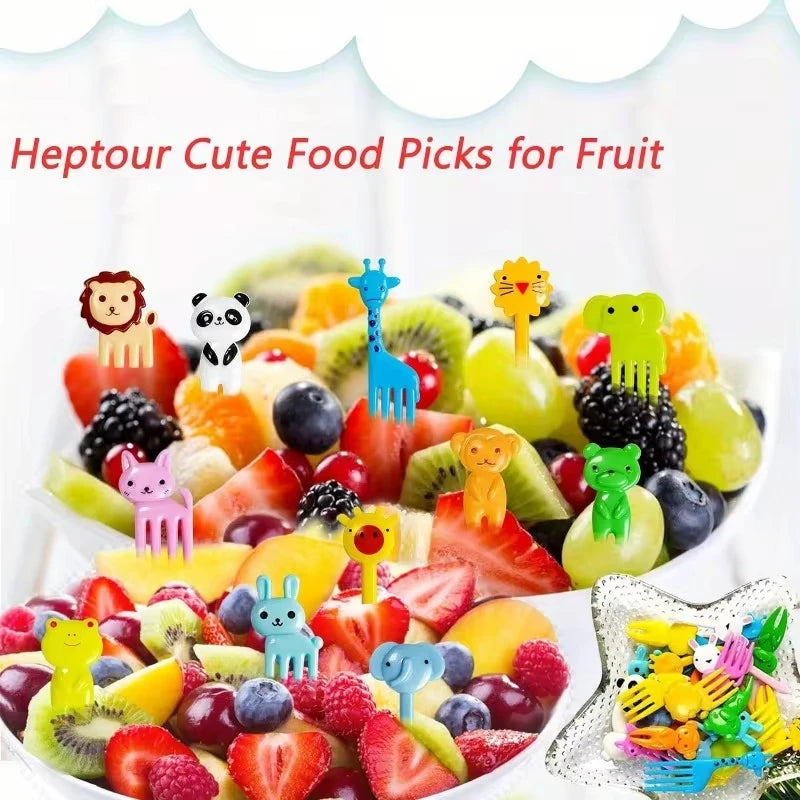 30 Pcs Random Animal Food Forks, Reusable Cute and Funny Cartoon Animal Fruit Food Toothpicks, Fruit Salad Forks, Bento Box Acce Oasis Select