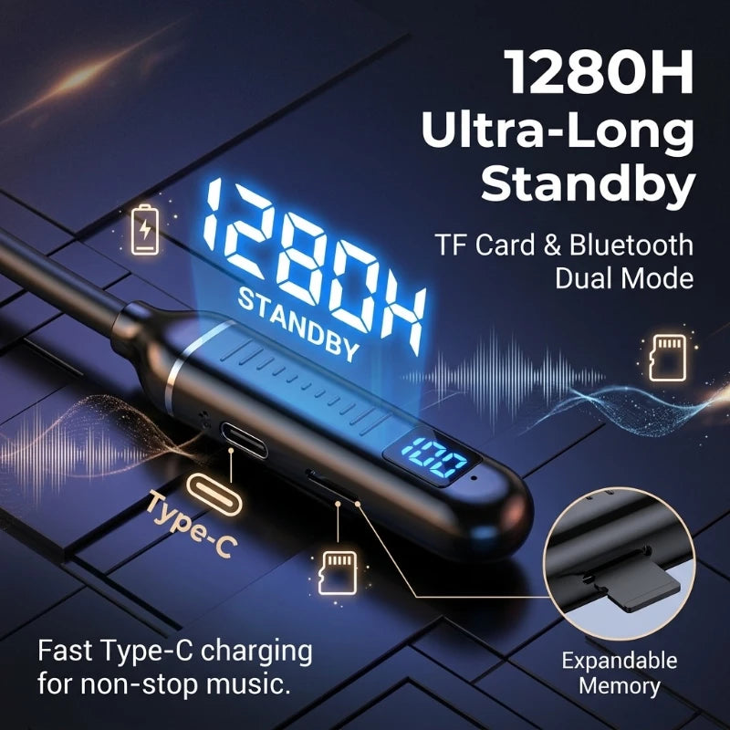 Wireless Bluetooth headset neck-mounted headset game noise reduction digital display LED display ultra-long standby stereo Oasis Select