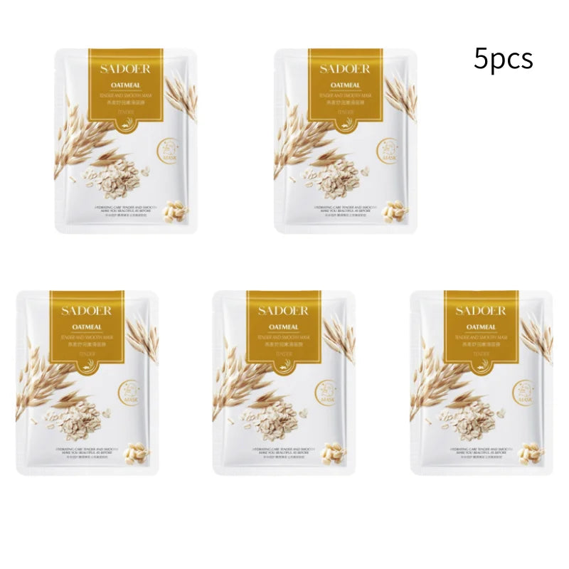 Oatmeal Face Mask – Glycerin & Hyaluronate Deep Hydration Hydrating Face Mask Oasis Select 5Pcs