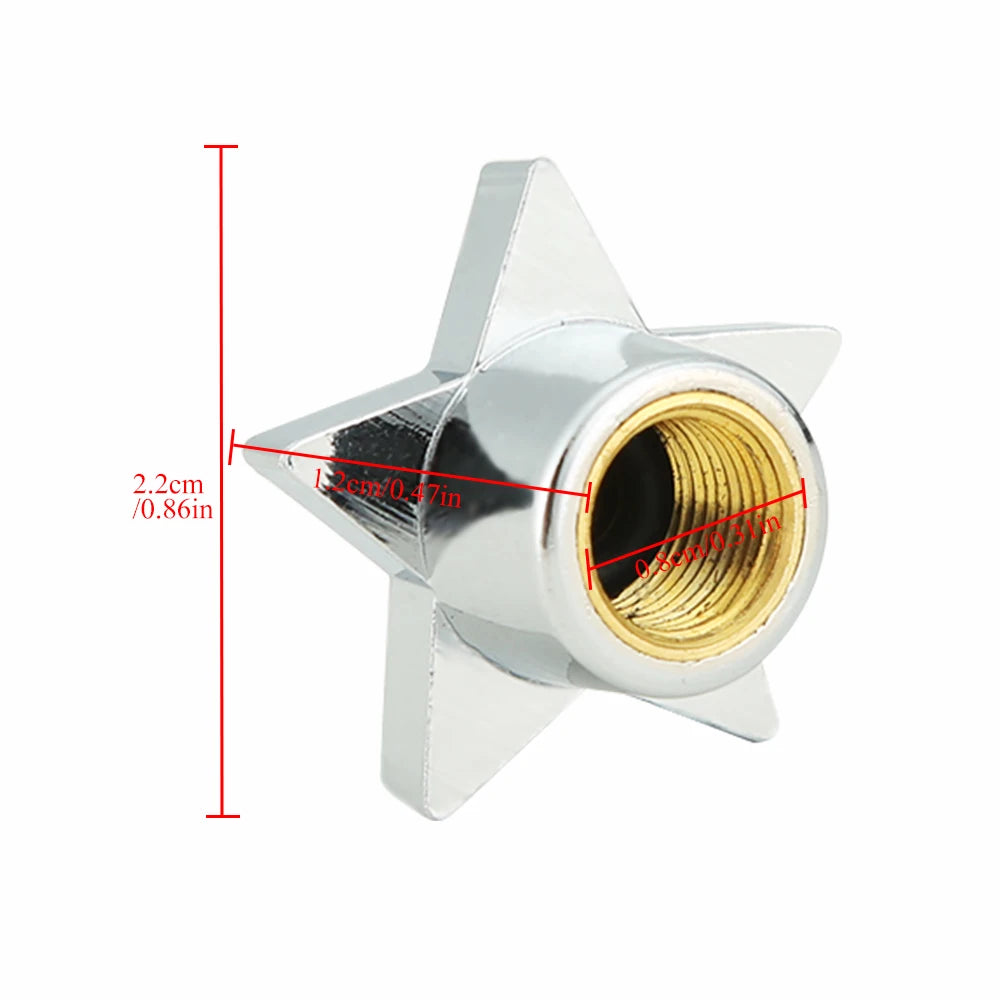 AQTQAQ 4Pcs/Set Tire Stem Valve Caps Universal Pentagram Shaped Wheel Tyre Air Valve Stem Caps Dust Covers Oasis Select