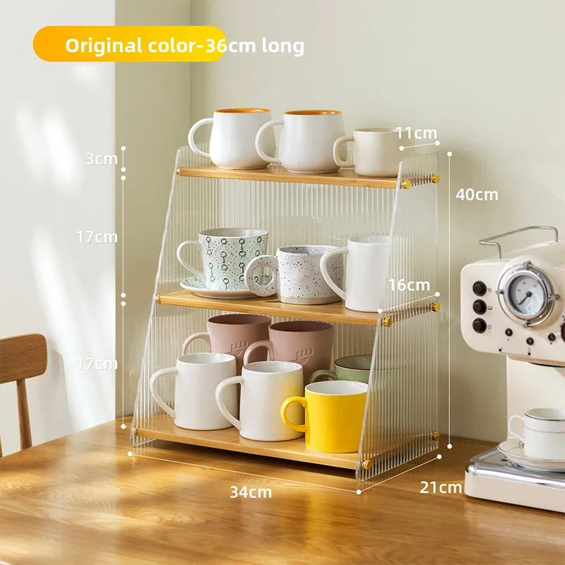 Cup storage rack desktop water cup collection rack dining table bar counter, household tea cup holder double-layer drain Oasis Select Primary 34 long