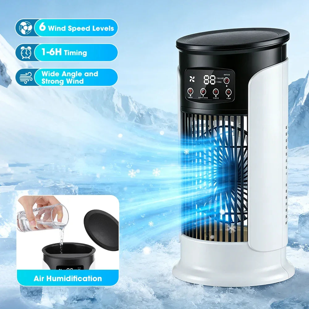 Portable USB Desk Air Cooler Fan & Humidifier | 6 Speed, LED