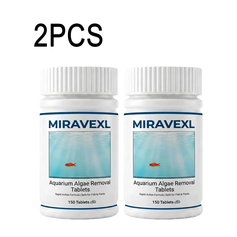 MIRAVEXL Aquarium Algae Control Tablets, Fast Acting Fish Tank Cleaner for Moss Sludge & Green Water, Safe for Fish, 150pcs Oasis Select 2PCS