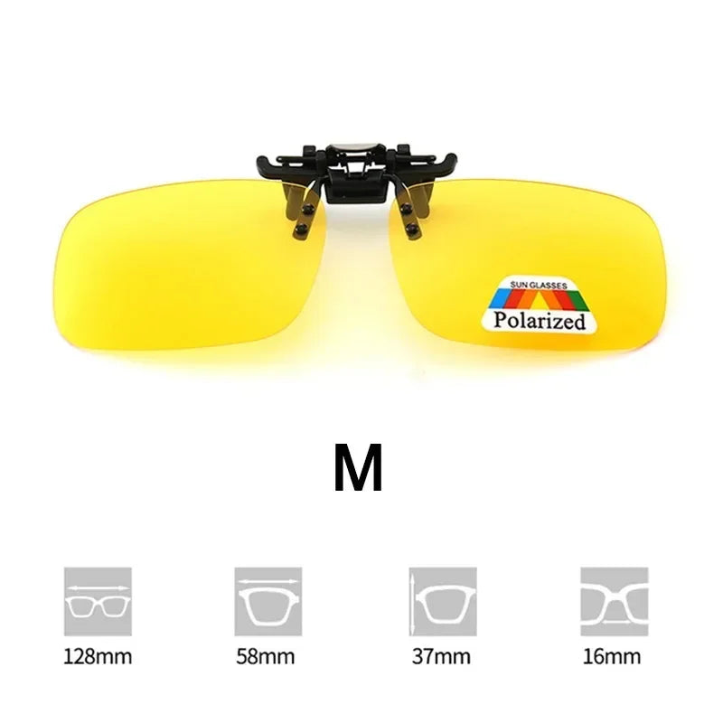 Polarized Sunglasses Clips Glasses Clip Driving Night Vision Eyeglasses UV400 Outdoor Shades High Definition Sun Glasses Clips Oasis Select M Yellow-1pc
