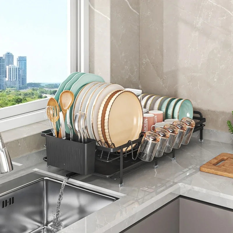 Kitchen Dish Drain Rack Multifunctional Tableware Storage Basket Cup Holder Sink Retractable Dish Storage Rack Oasis Select
