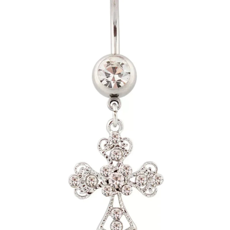 Stainless Steel Cross Pendant Navel Nail Fashion Crystal Rhinestone Belly Button Rings For Women Body Sexy Piercing Jewelry Oasis Select Default Title