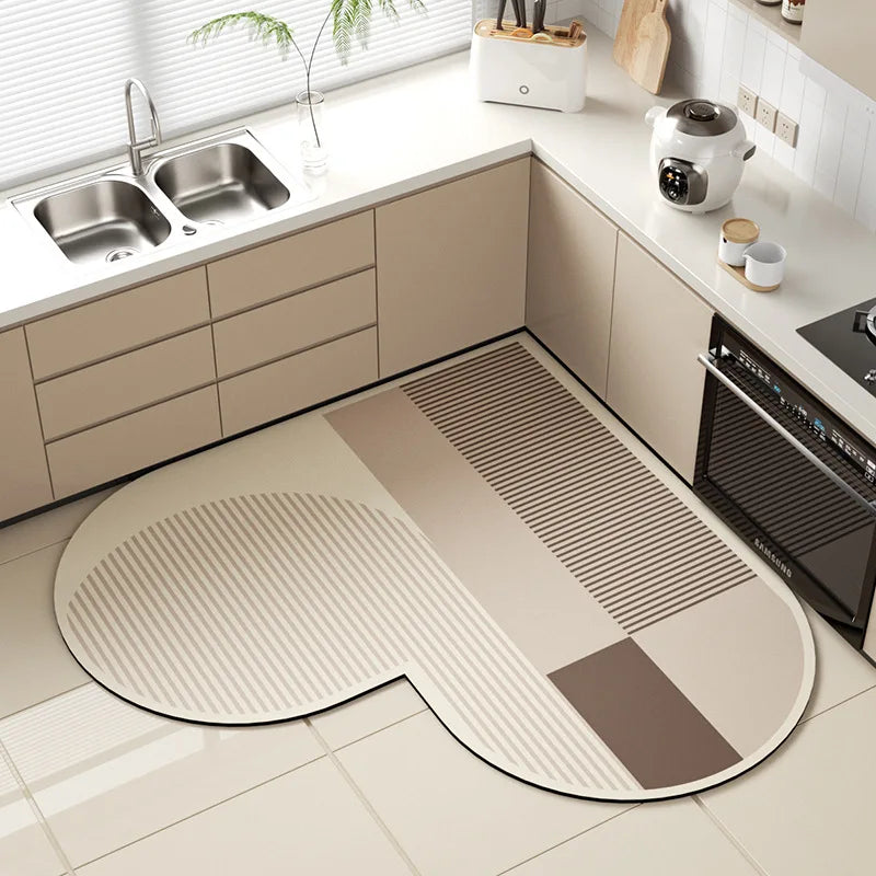 Ins style kitchen heart-shaped diatom mud floor mat kitchen water-absorbent, non-slip, dirt-resistant and easy-care floor mat Oasis Select J 60X60cm