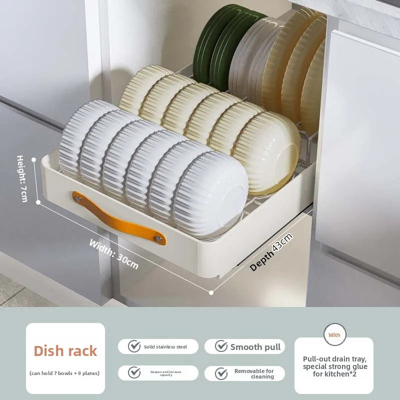 Multi-functional Stainless steel pull-out dish rack, drawer basket in kitchen cabinet Oasis Select Dishset30-43