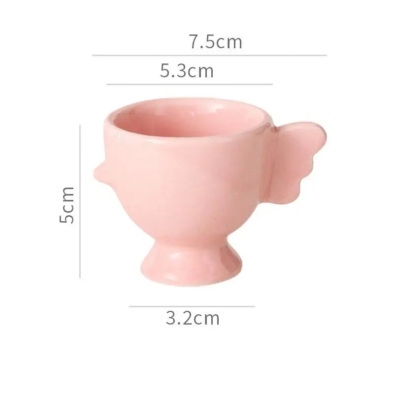 Egg Cup Heightened Base Solid Color Non-Slip Handle Good Grip Makeup Sponge Holder Mini Breakfast Ceramic Egg Holder Dining Room Oasis Select Pink