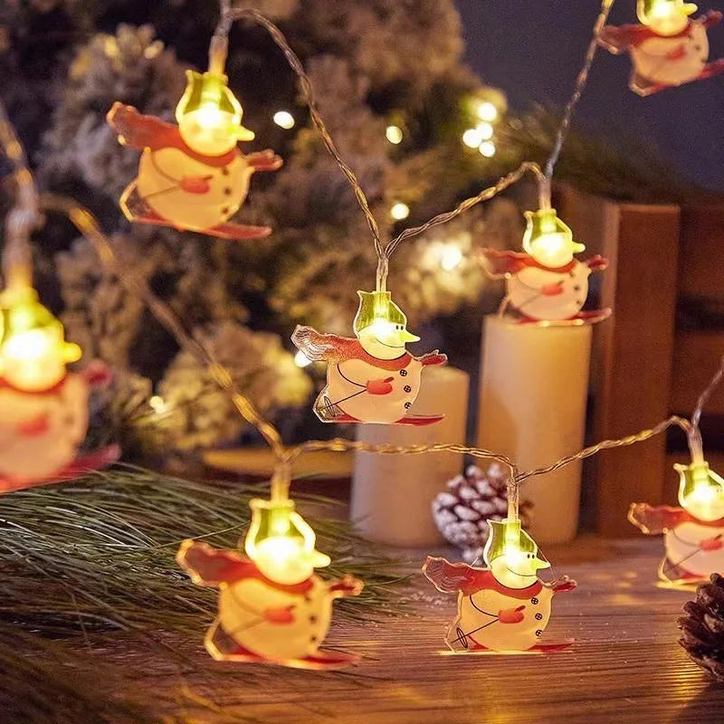 Christmas LED Color Light Strings Snowman Elders Christmas Tree Decorative Lights Scene Party Pendants Ambient Lights Oasis Select Snowman Battery10m 80light
