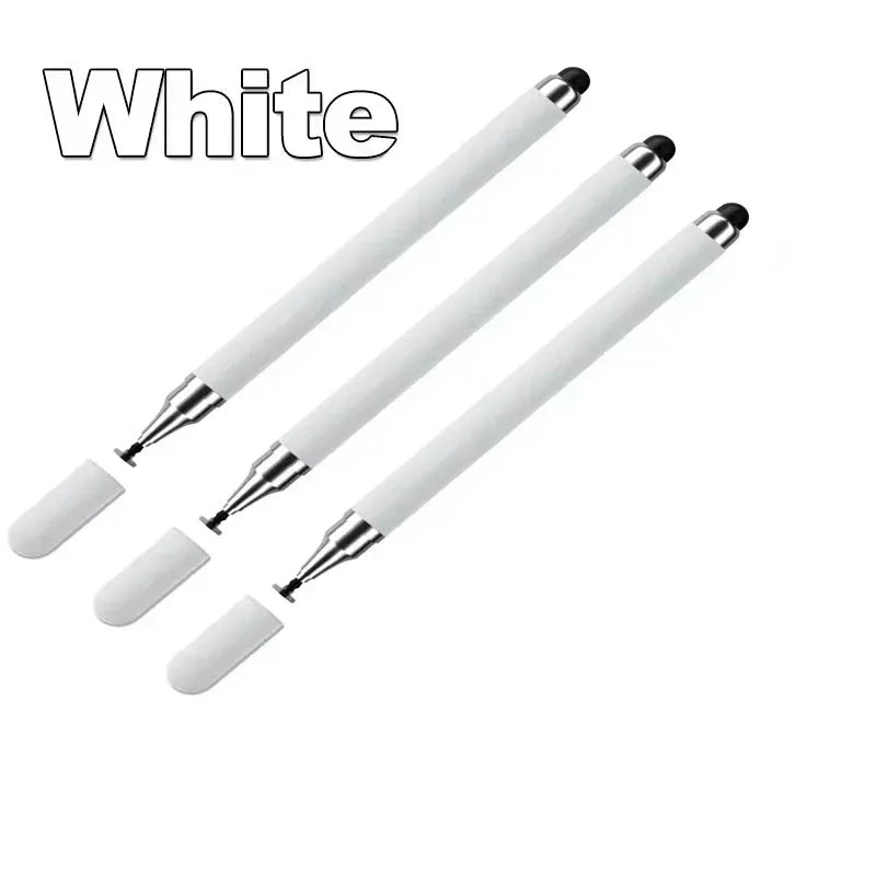 Universal 2 in 1 Stylus Pen for Smart Phone Tablet Drawing Capacitive Pencil Android Screen Touch Pen For iPhone Samsung Oasis Select 3PCS White