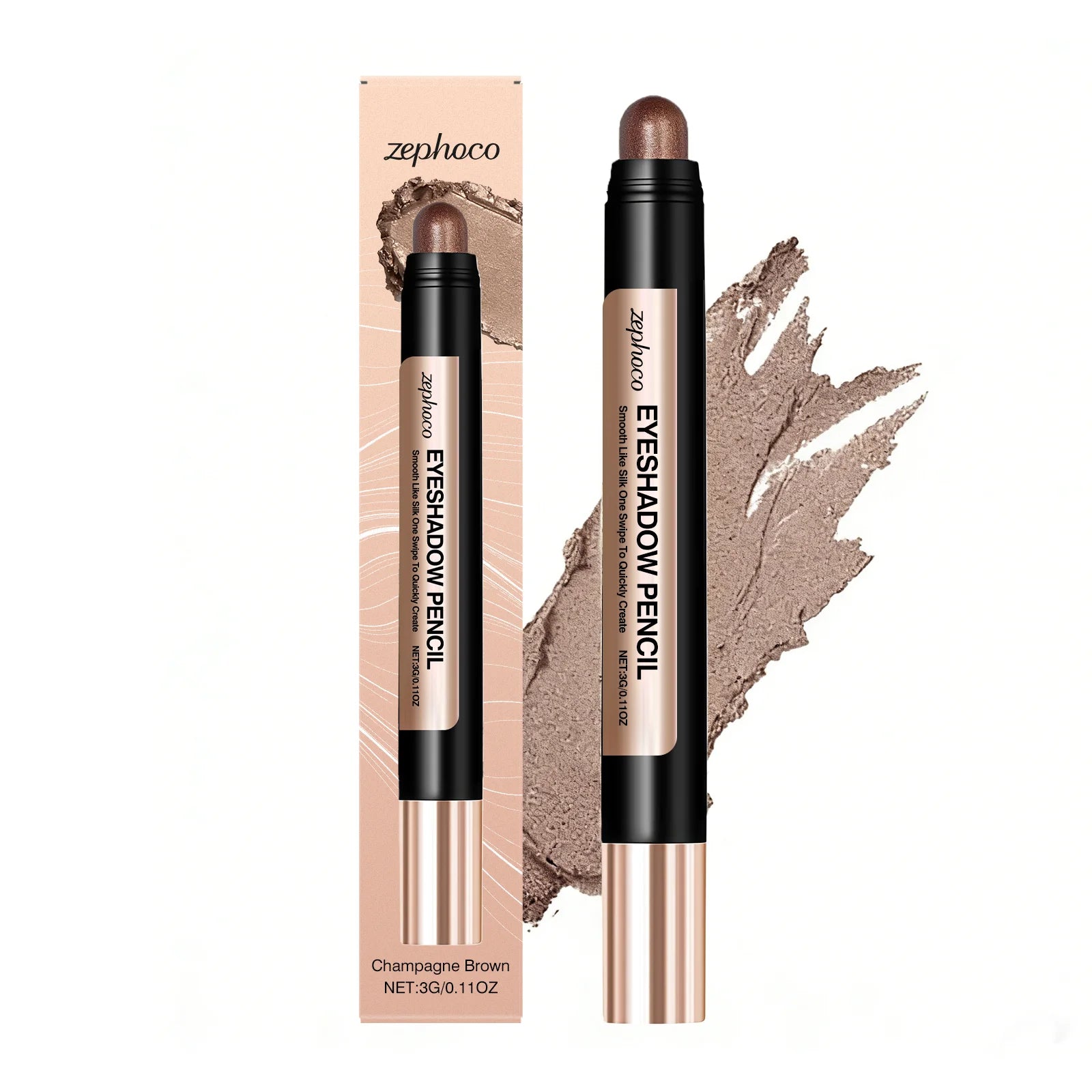 Smooth Pearl Eyeshadow Stick (Champagne Silver) - Naturally Pigmented, Fine Shimmer, Silky, Beginner-Friendly Oasis Select Champagne Brown