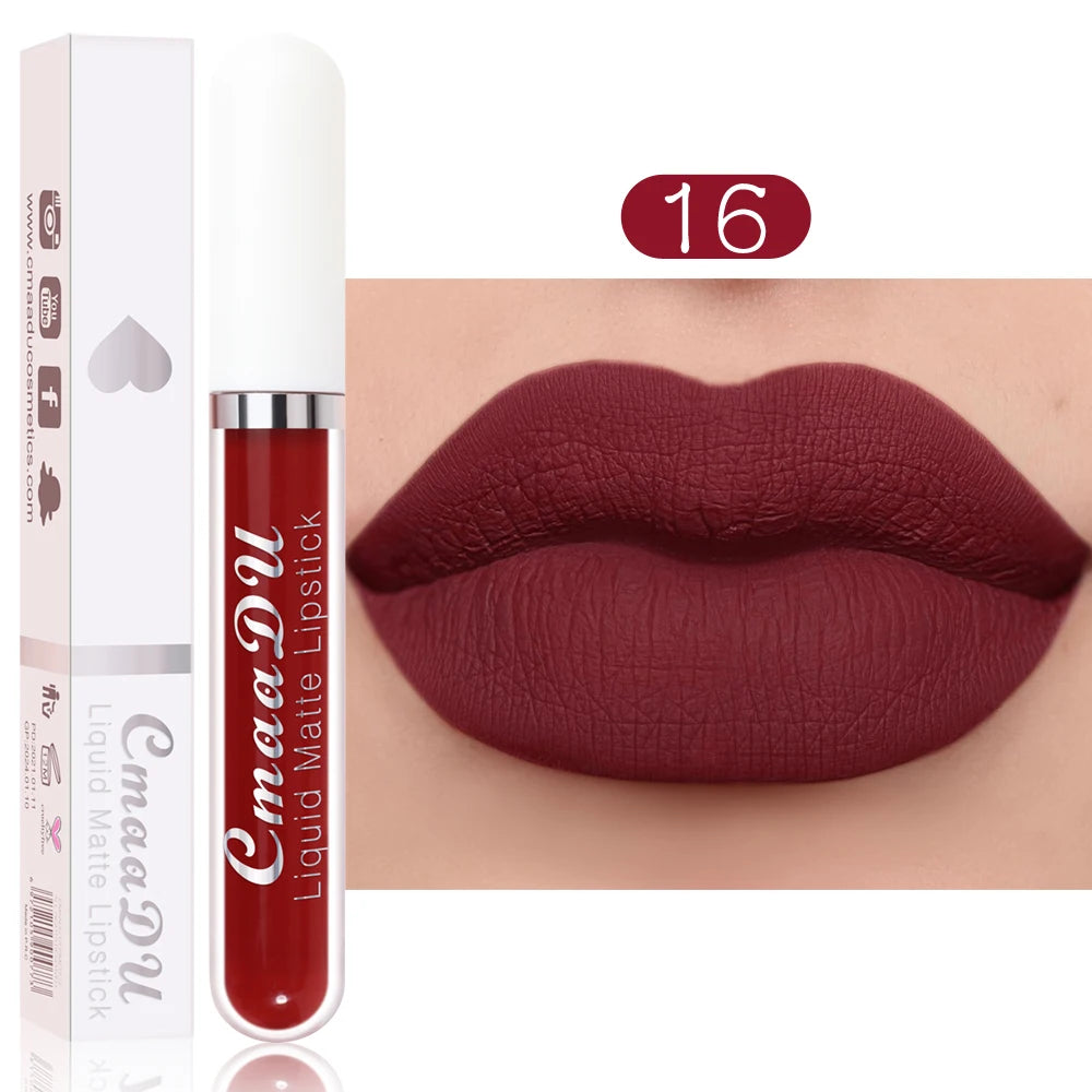 1 Pcs Matte Lipstick Lip Gloss Shade for All Skin Types Long-Lasting Non-Fading Waterproof Non-stick Cup Exquisite Gift Lips Oasis Select 16 Full Size