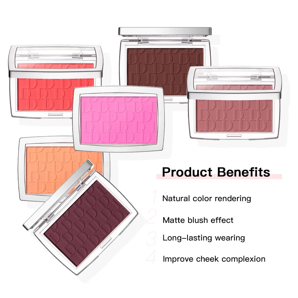 Hot Matte Embossed Blush Palette Rosy Blusher Facial Blush Powder High Pigmented Pink Coral Rouged For Cheeks Smooth Cosmetics Oasis Select