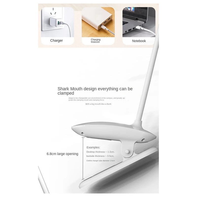 LED Reading Light With Clip USB Rechargeable Book Lights 3 Color Modes & Stepless Brightness Eye-Care Study Table Lamp Oasis Select