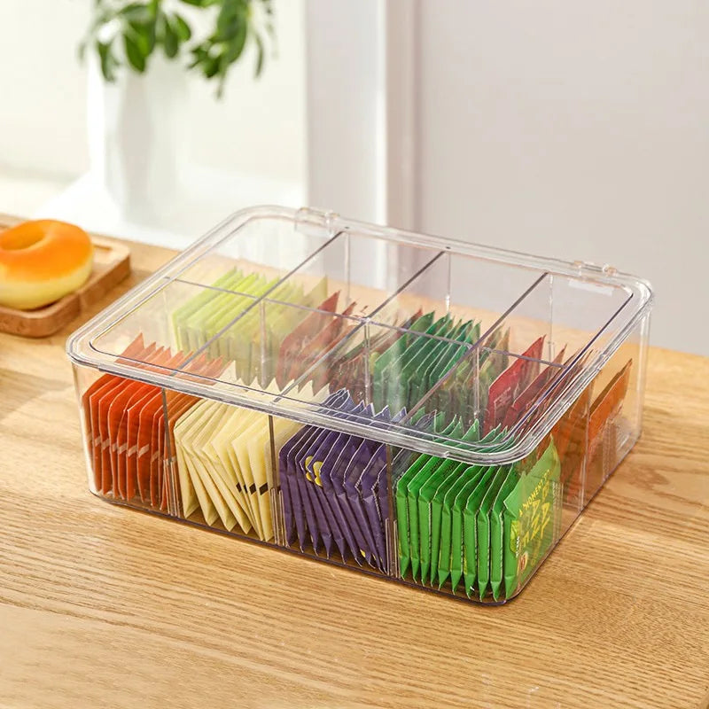 Tea Bag Storage Box Office Multifunctional Storage Box with Lid Acrylic Organizer Coffee Bag Compartment Box Storage Box Oasis Select