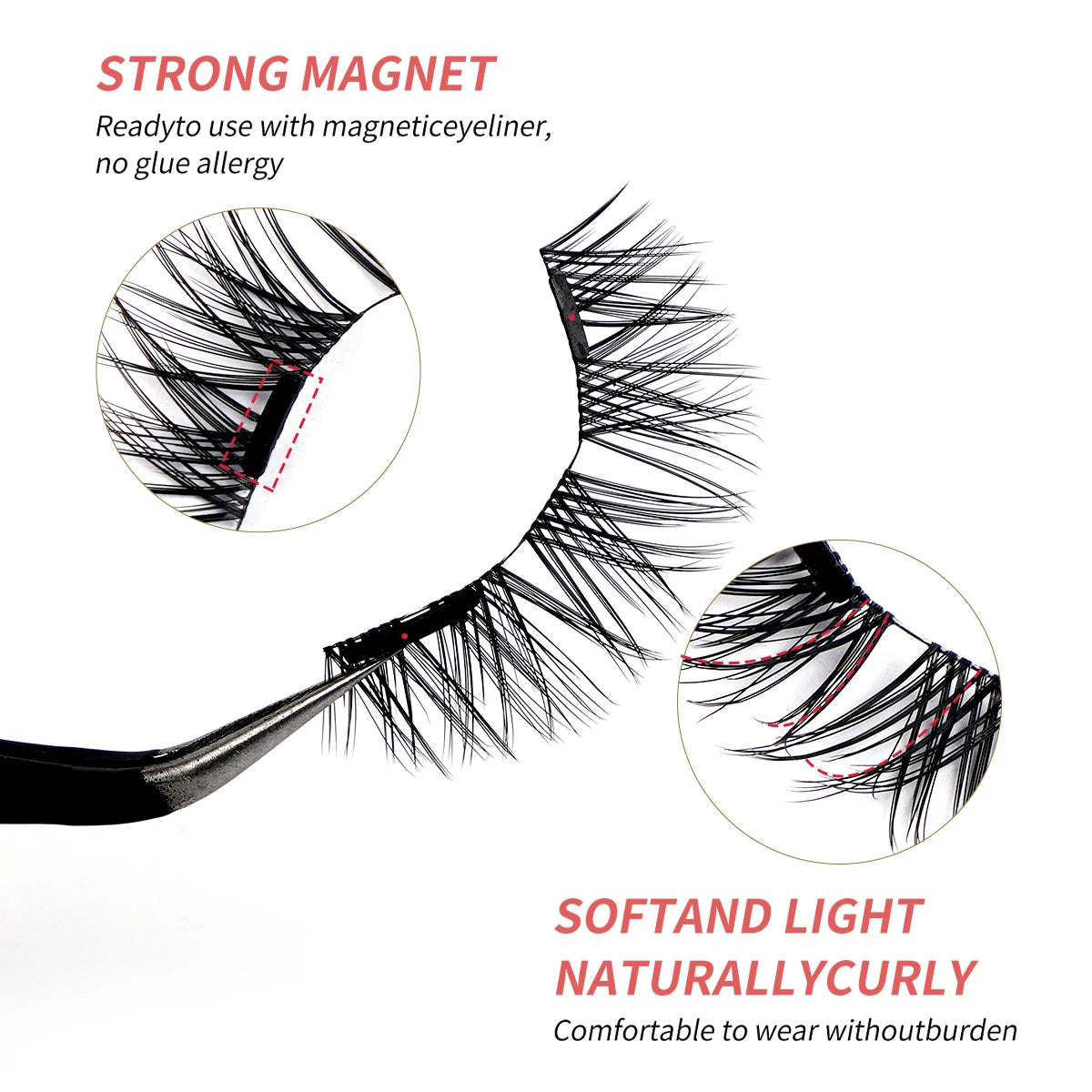 MAGEFY 3 Pairs Magnetic Eyelashes with Applicator Glue Free Reusable Magnetic Lashes Multiple Styles Natural Anime Magnetic Lash Oasis Select