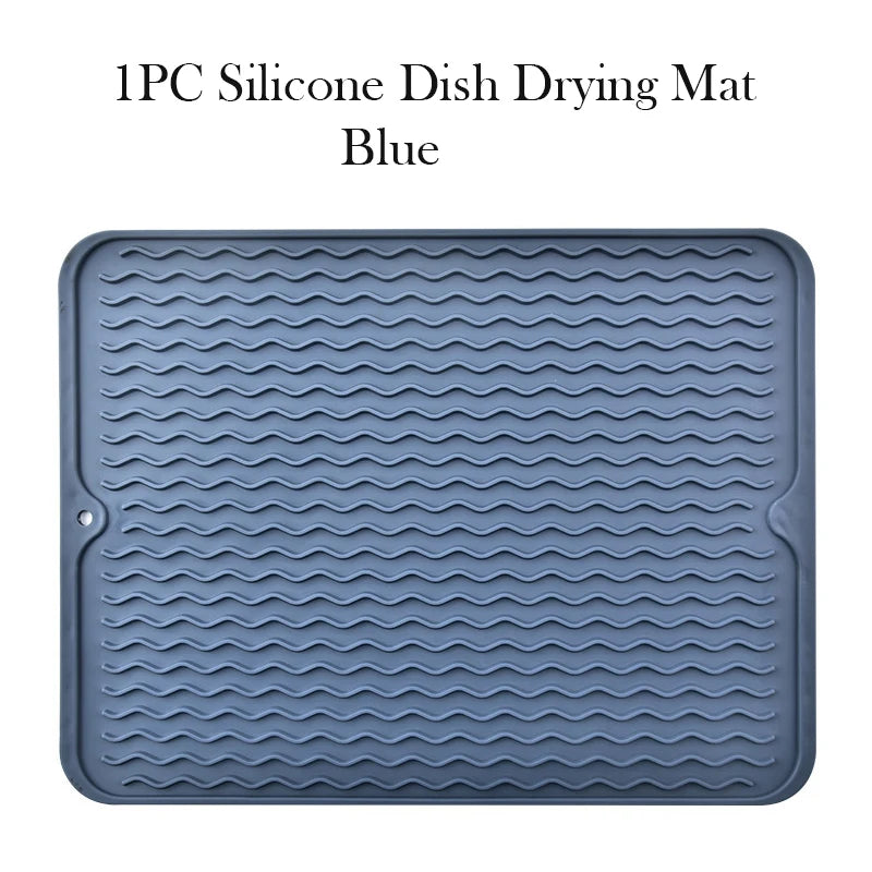 Silicone Dish Drying Mat – Heat Resistant Anti-Slip Sink Mat Dish Drying Mat Oasis Select 1pc blue 40x30CM Strip