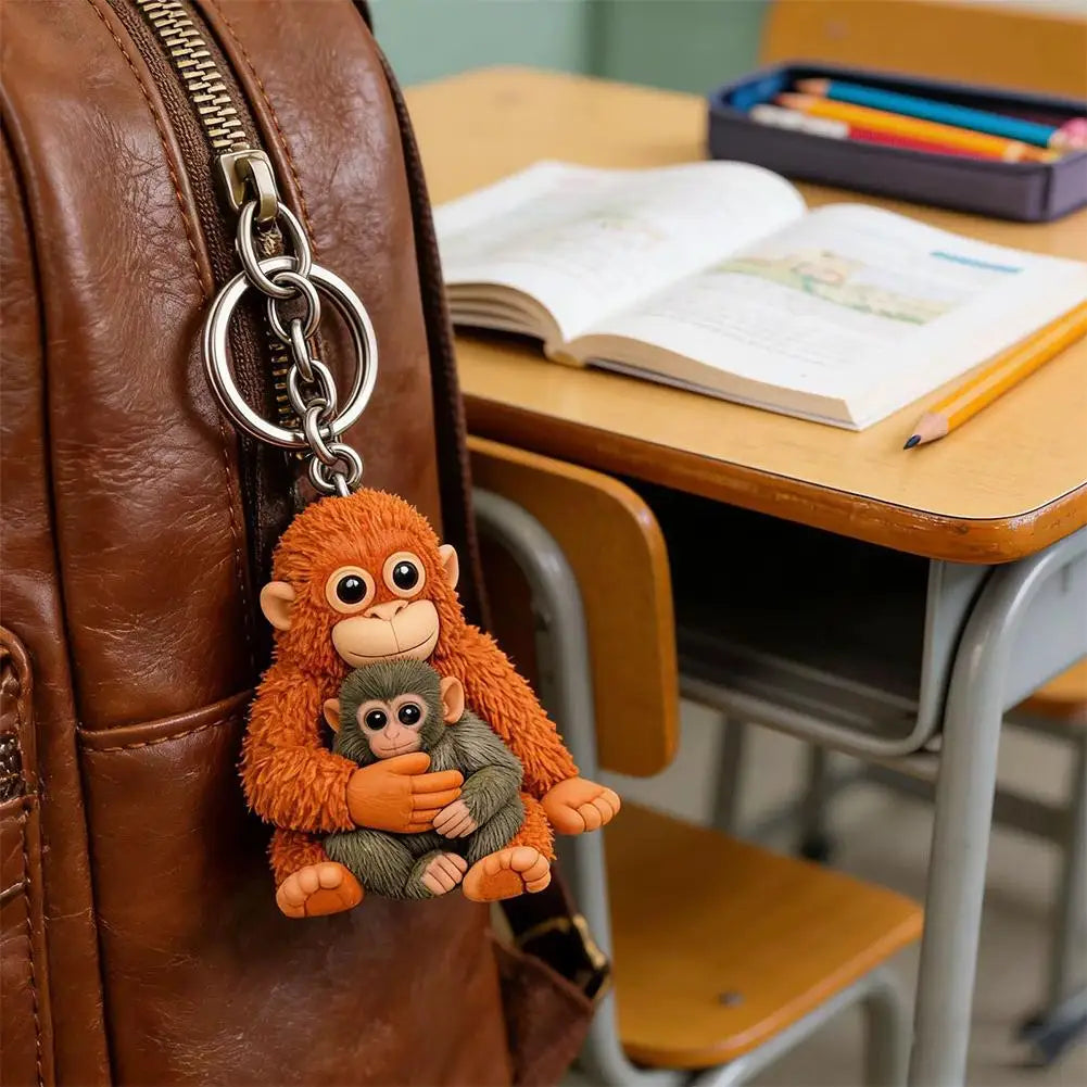 Cute Monkey Keychain Charm – Backpack, Keys & Car Gift
