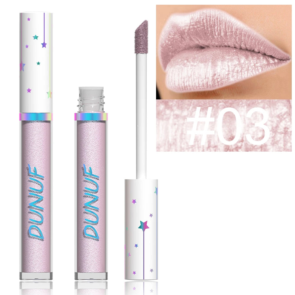 DUNUF 12 Lipstick Pearl Long-lasting Waterproof, non-bleach, non-stick cup lip gloss Oasis Select 03
