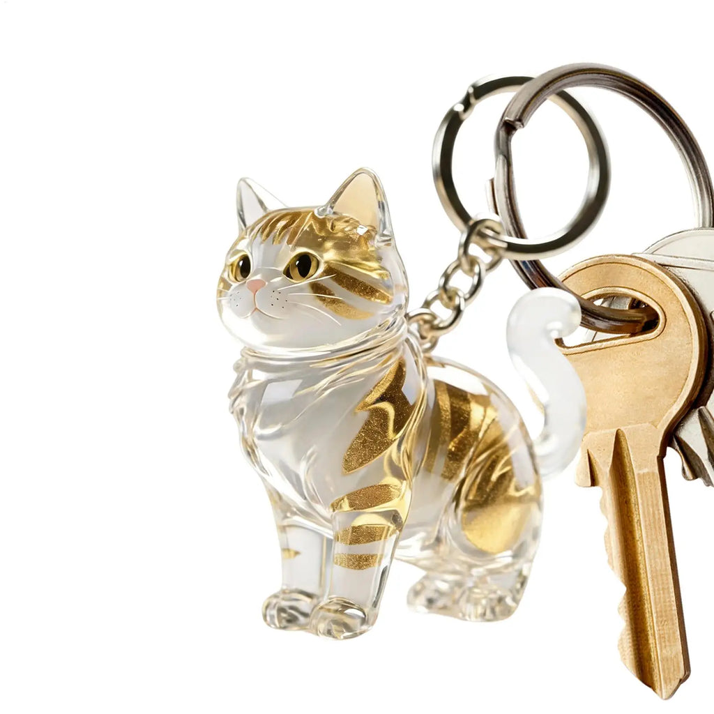 Cat Hair Storage Keychain Bag Pendant Transparent Pet Hair Keepsake Cat Shape Clear Pendant Portable Pet Hair Keepsake charm Oasis Select