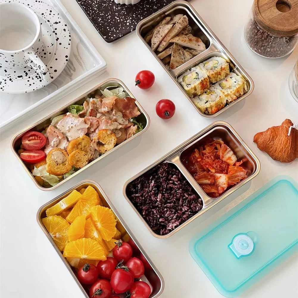 Stainless Steel Double Compartment Bento Lunch Box 1200ml