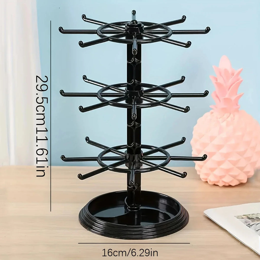 1pc, Multi layer rotating jewelry rack, necklace display rack, jewelry storage rack, bracelet hanging rack Oasis Select Black-3 layer