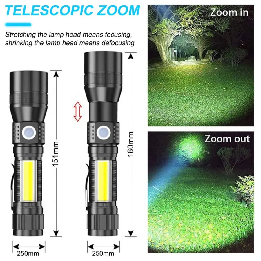 Multifunctional USB Rechargeable 7 Lighting Modes Flashlight Red/White/UV Light LED Super Bright Torch Magnetic Work Light 1 PC Oasis Select