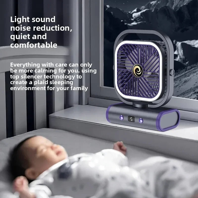 URGGU USB Rechargeable Camping Fan with LED Tent Light