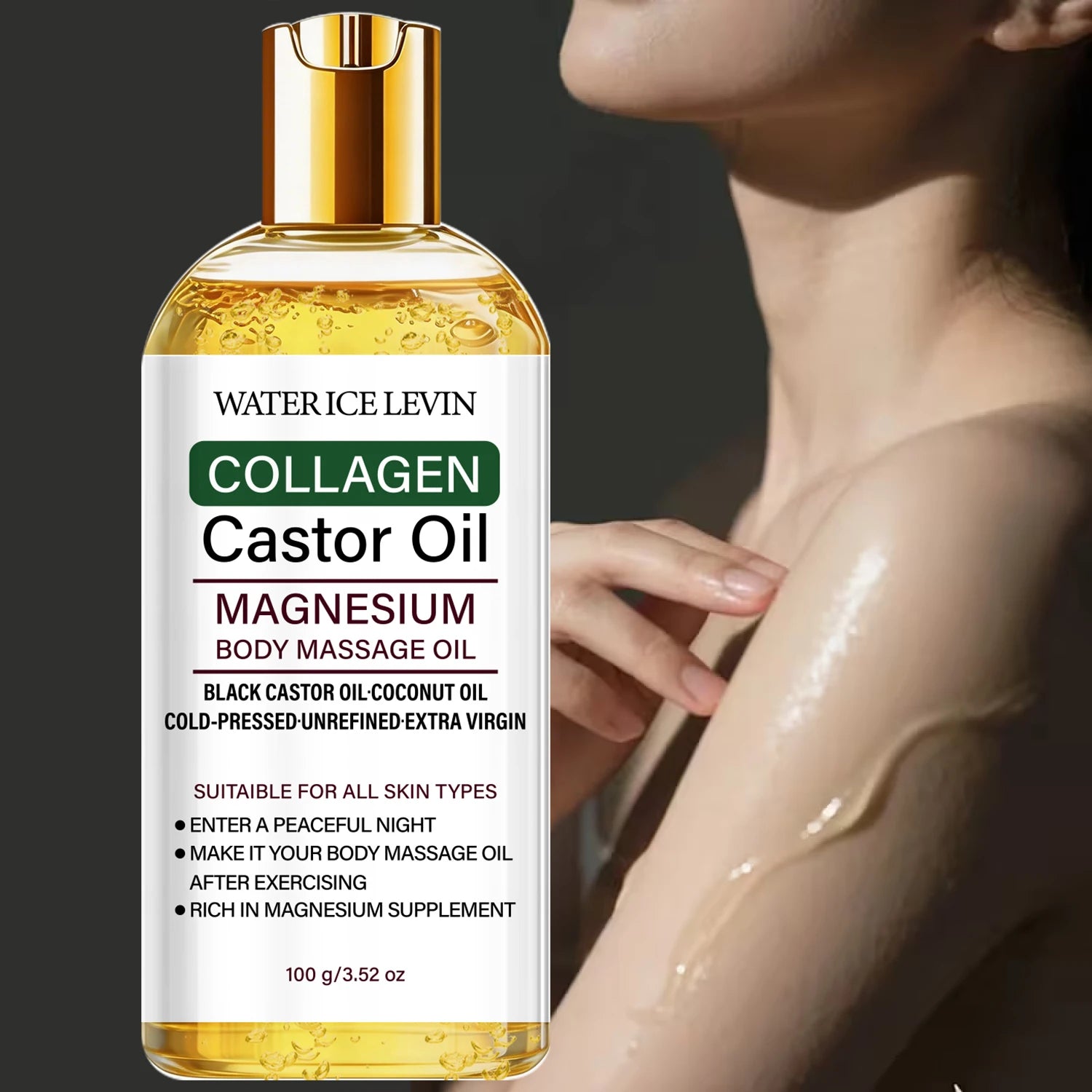 Cold-Pressed Castor Oil Massage Oil – Collagen & Magnesium Body Massage Oil Oasis Select