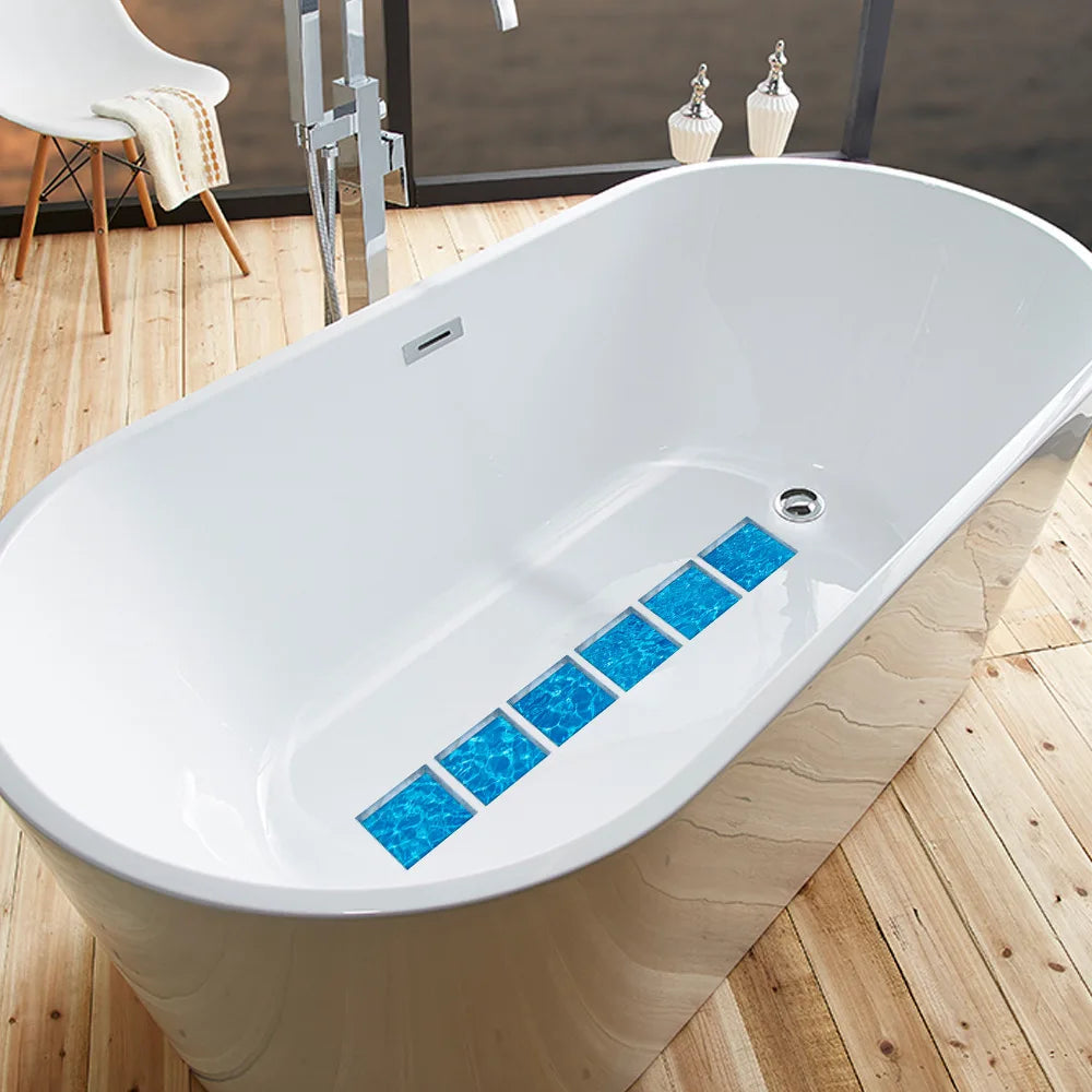 3D Bathtub Stickers Anti-Slip Bath Tub Decals Waterproof Wave Pattern Self-Adhesive Bath Tub Anti-Slip Film Stripe Bath Mat Oasis Select
