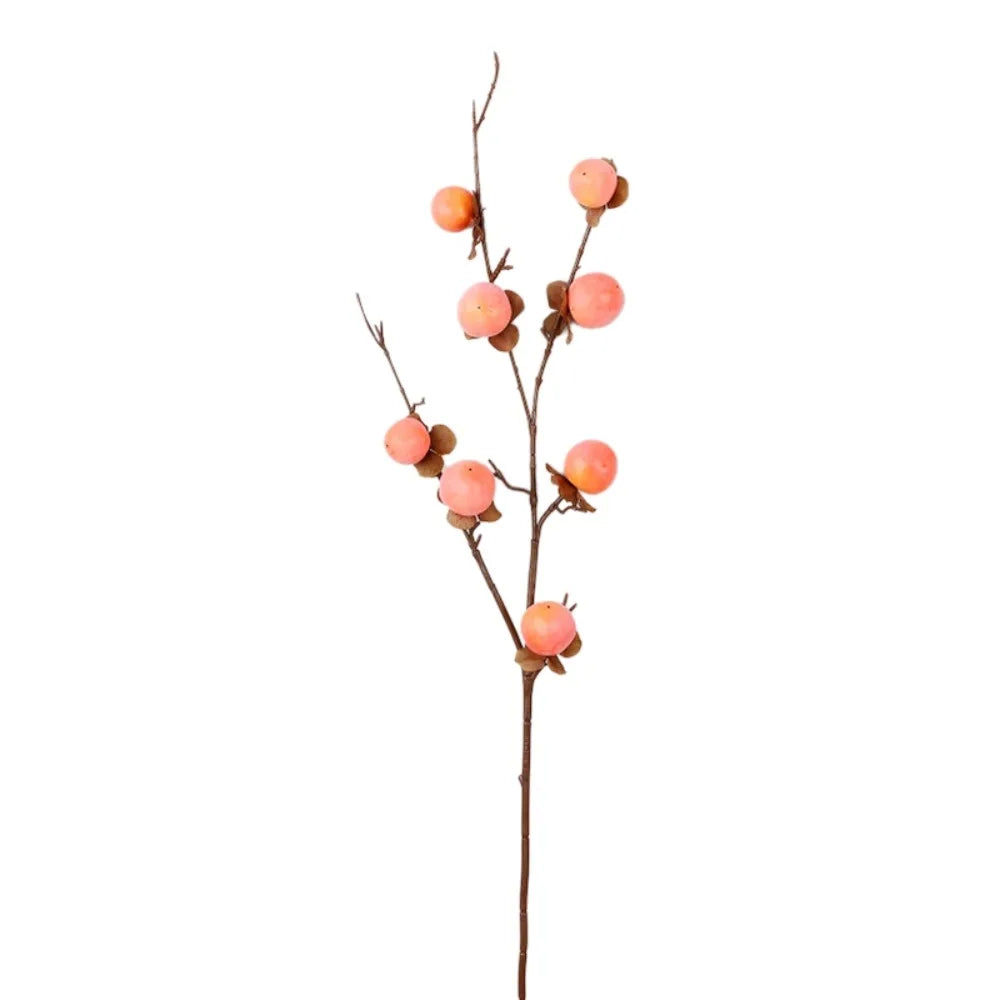 8 Heads Artificial Persimmon Branch Realistic Handmade Simulation Persimmon Fruit Foam Plastic Fake Plants Home Decor Oasis Select Orange Yellow L