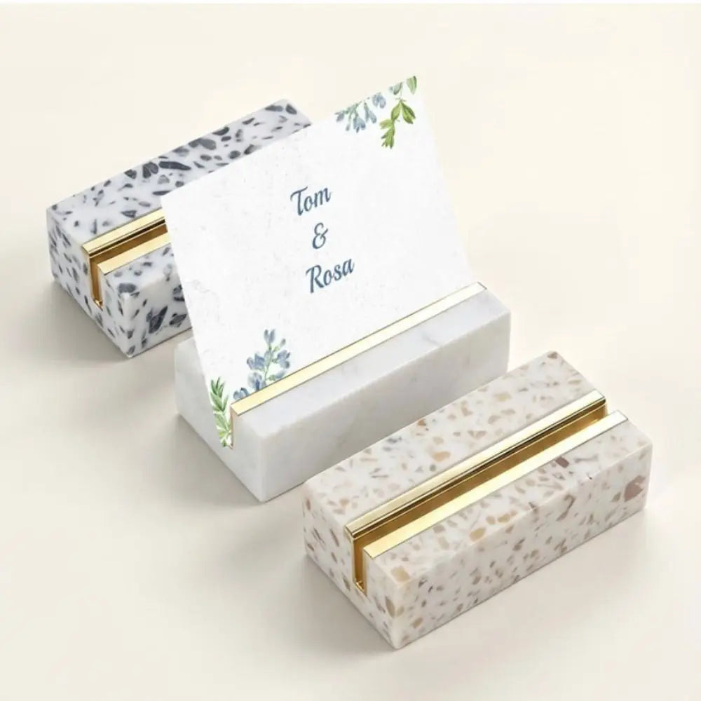Marble Texture Desktop Business Card Holder Creative Design Elegant Postcard Calendar Stand Modern Stand Base Oasis Select