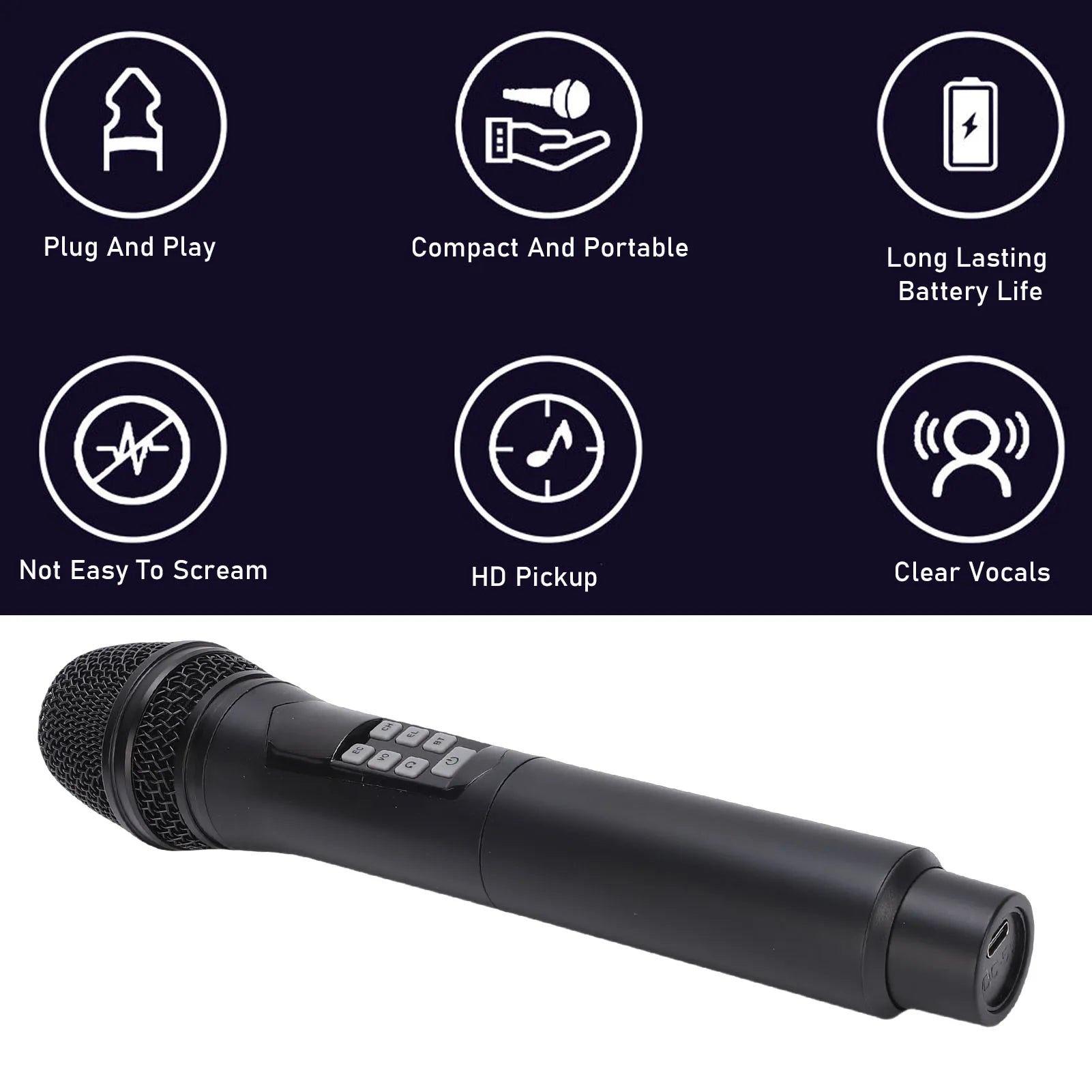 Wireless Handheld Microphone Bluetooth 2.4G Noise Reduction Portable Dynamic Mic with Sound Effects and Voice Changer Oasis Select